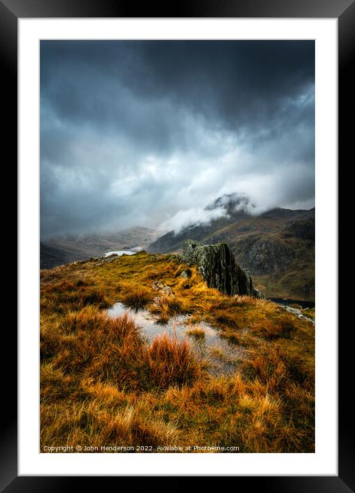 Snowdonia mountains Tryfan  Framed Mounted Print by John Henderson