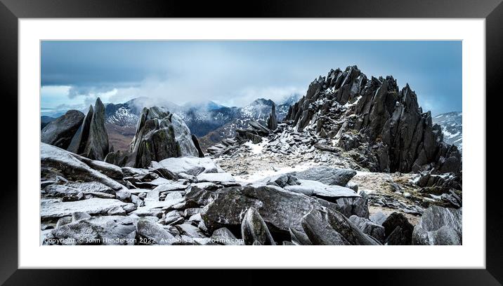 Snowdonia winter panorama Framed Mounted Print by John Henderson