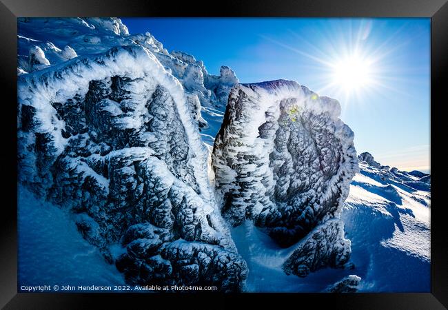 Snowdonia winter mountains. Framed Print by John Henderson