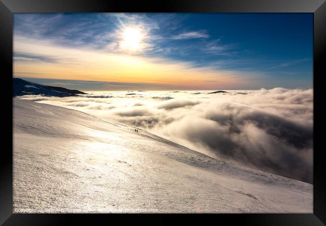 Snowdonia inversion winter walk Framed Print by John Henderson