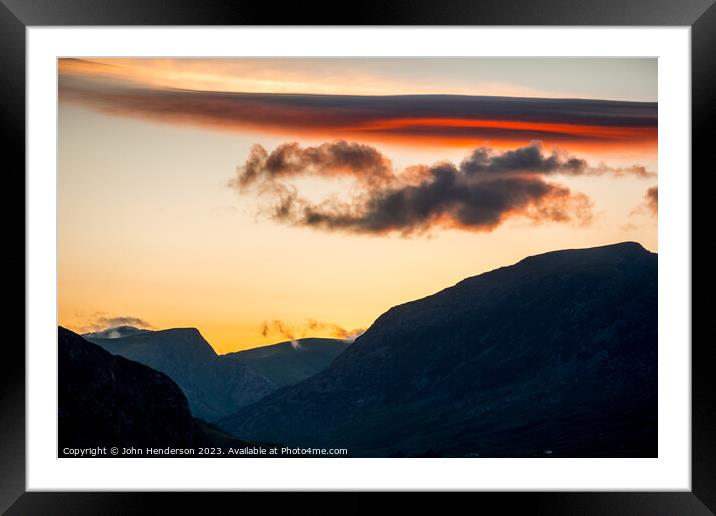 Ogwen valley sunset Framed Mounted Print by John Henderson