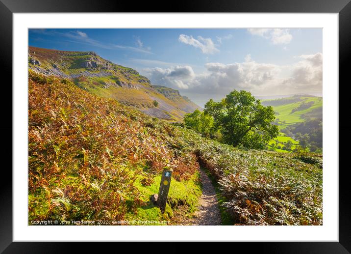 Llangollen Escarpment and the Offers Dyke path Framed Mounted Print by John Henderson