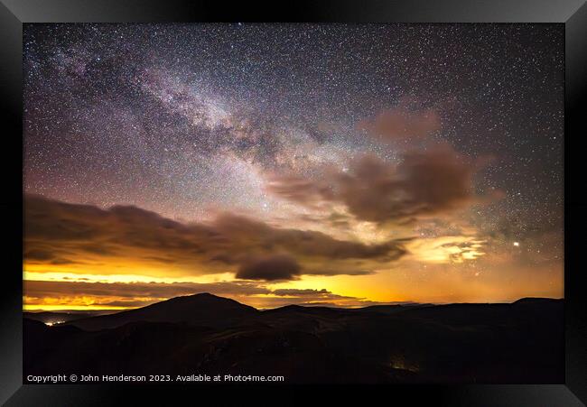 Dawn and the Galactic core rise over Moel Siabod Framed Print by John Henderson