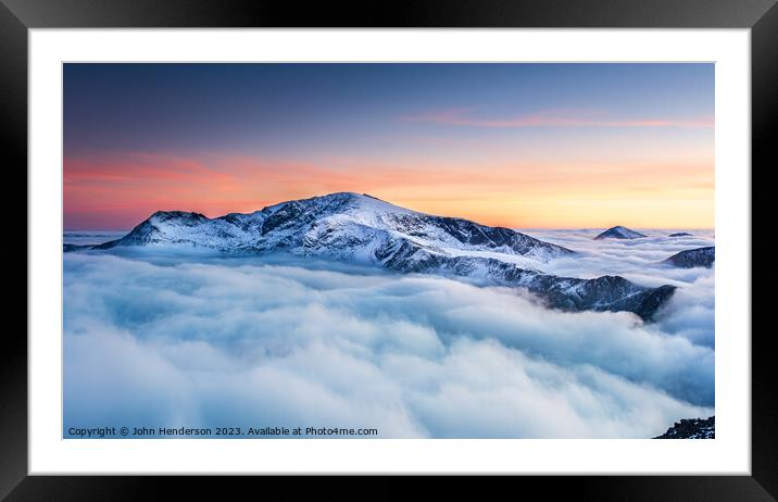 Snowdon Yr Wyddfa above the clouds Framed Mounted Print by John Henderson