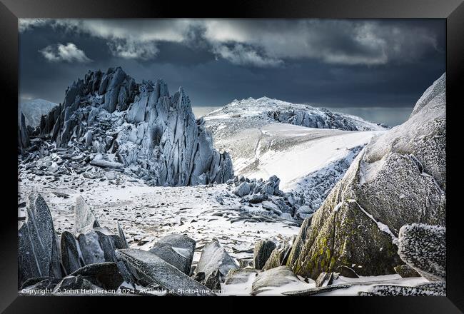 Snowdonia winter mountains Framed Print by John Henderson