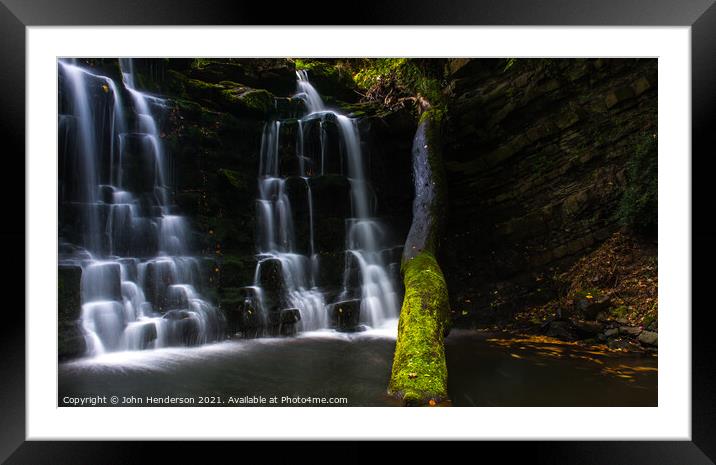 Scarloom waterfall Forest of Bowland Framed Mounted Print by John Henderson