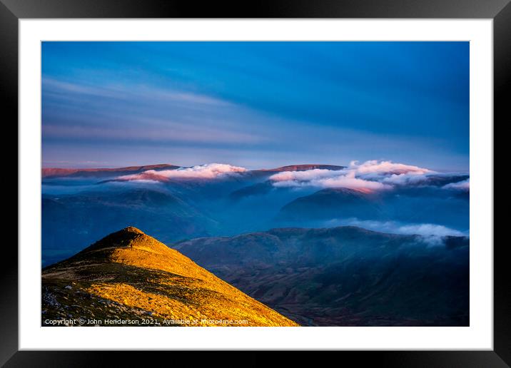 Lake District Sunset .High Street Framed Mounted Print by John Henderson