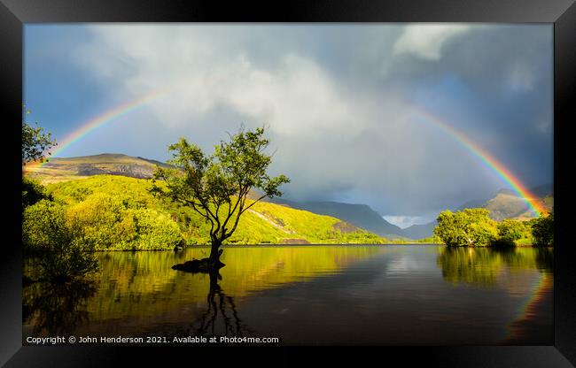 Llyn Padarn Rainbow Framed Print by John Henderson