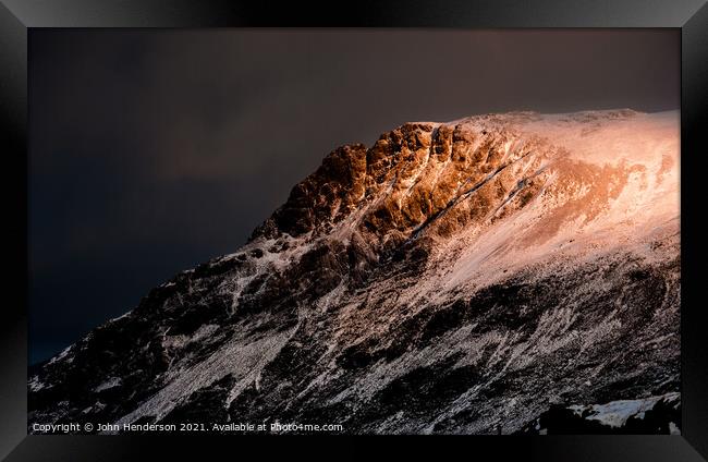 Morning light on the Glyder mountains Framed Print by John Henderson