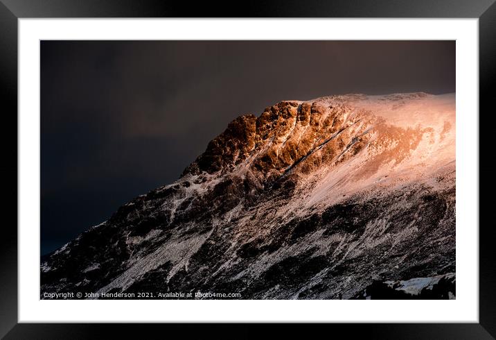 Morning light on the Glyder mountains Framed Mounted Print by John Henderson