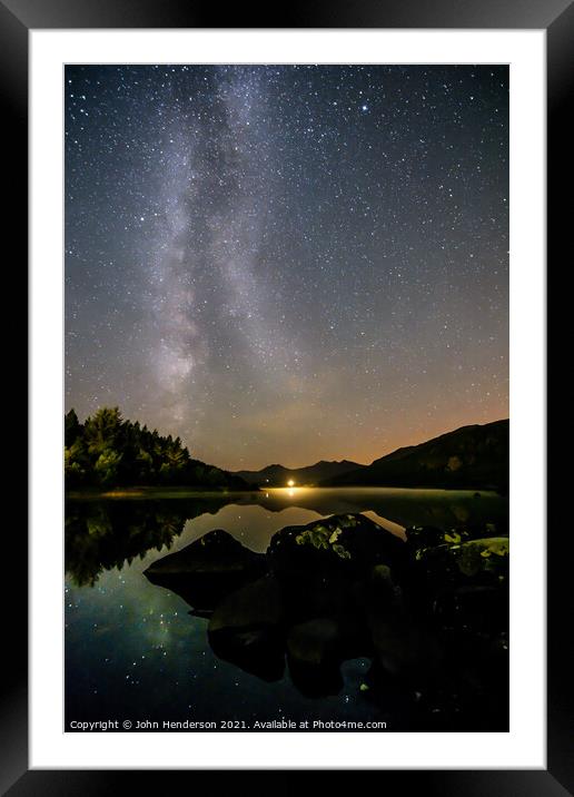 Llynnau Mymbyr and the Milky Way Framed Mounted Print by John Henderson