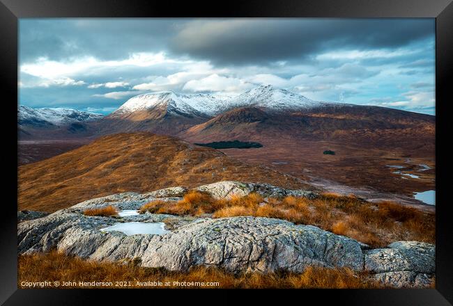 Rannoch moor Scottish highlands in autumn  Framed Print by John Henderson