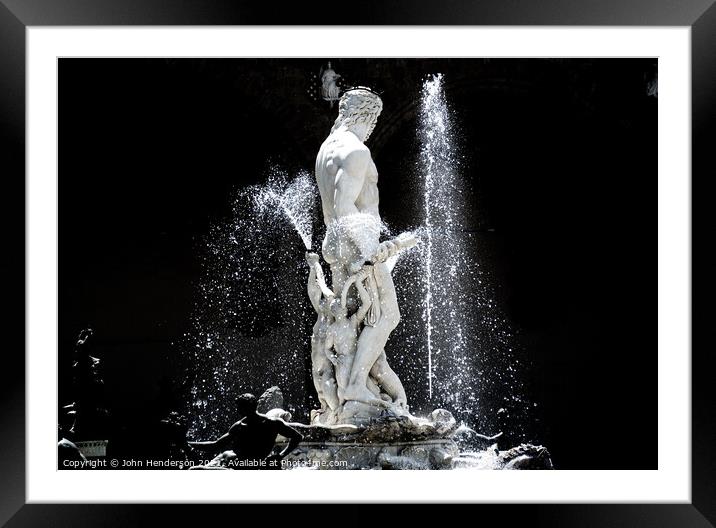Fountain of Neptune Florence Framed Mounted Print by John Henderson