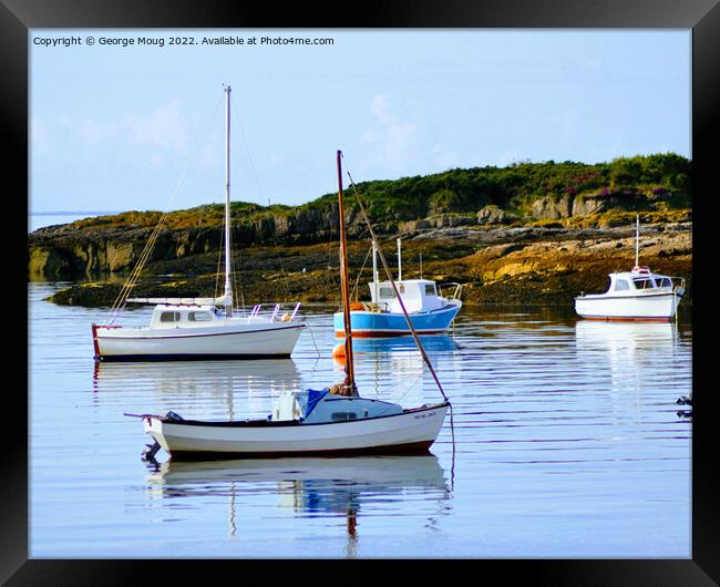 Small boats in Millport Bay, Isle of Cumbrae, Scotland Framed Print by George Moug