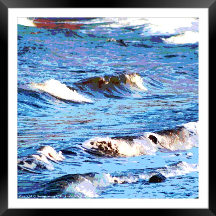 Waves at White Bay, Isle of Cumbrae, Scotland Framed Mounted Print by George Moug