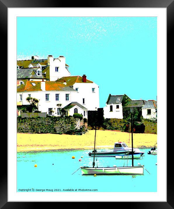 St Ives, Cornwall - Poster Style I Framed Mounted Print by George Moug