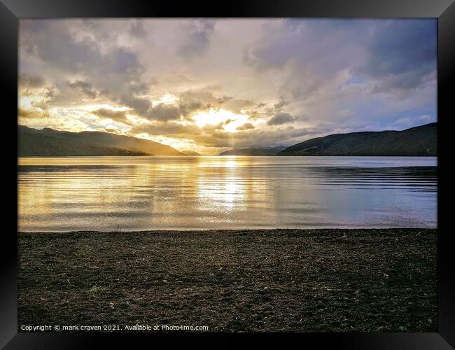 Loch Ness Sunset Framed Print by mark craven