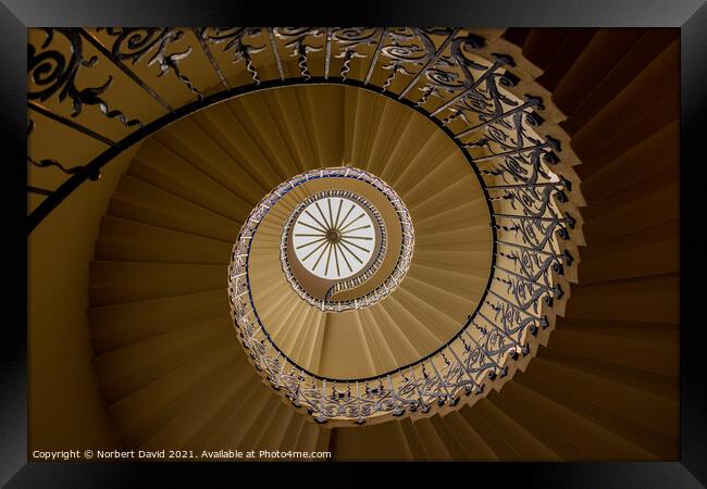 Enthralling Spiral Staircase at Queen's House Framed Print by Norbert David
