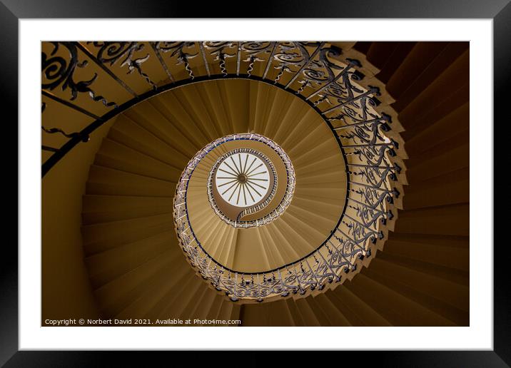Enthralling Spiral Staircase at Queen's House Framed Mounted Print by Norbert David