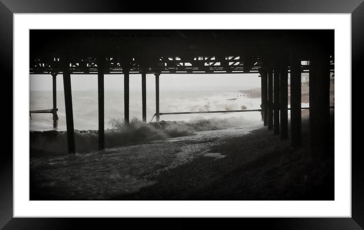 Hastings Pier - Storm brewing Framed Mounted Print by Jules D Truman