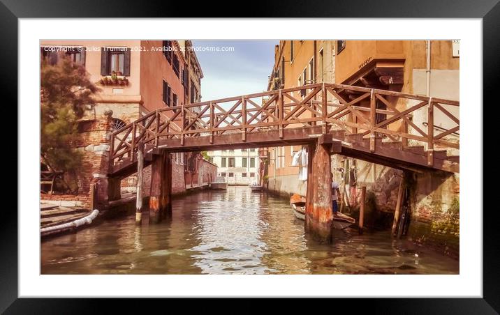 Venice Old Wooden Footbridge Framed Mounted Print by Jules D Truman