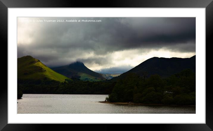 Stormy skies over Derwent Water Framed Mounted Print by Jules D Truman