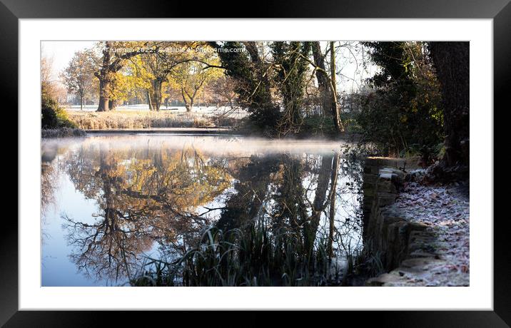 Mist shimmering on the lake at The Tarn, Mottingham #8 Framed Mounted Print by Jules D Truman