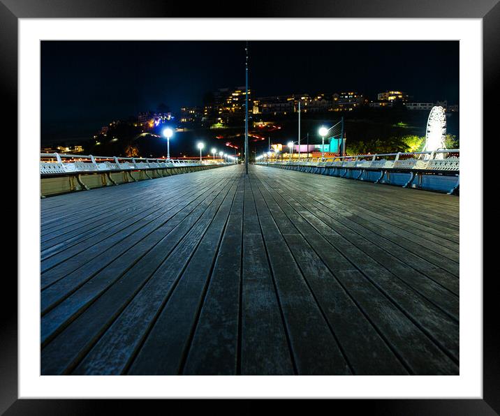 Torquay Pier at Night Framed Mounted Print by Jules D Truman