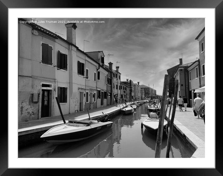 Burano canal  Framed Mounted Print by Jules D Truman