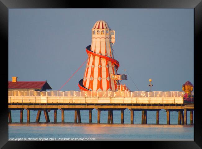 Sunrise at clacton pier Framed Print by Michael bryant Tiptopimage