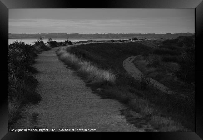 Sea view footpath at brightlingsea Framed Print by Michael bryant Tiptopimage