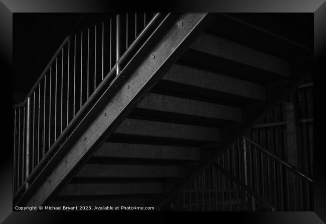 Steel stair case Framed Print by Michael bryant Tiptopimage