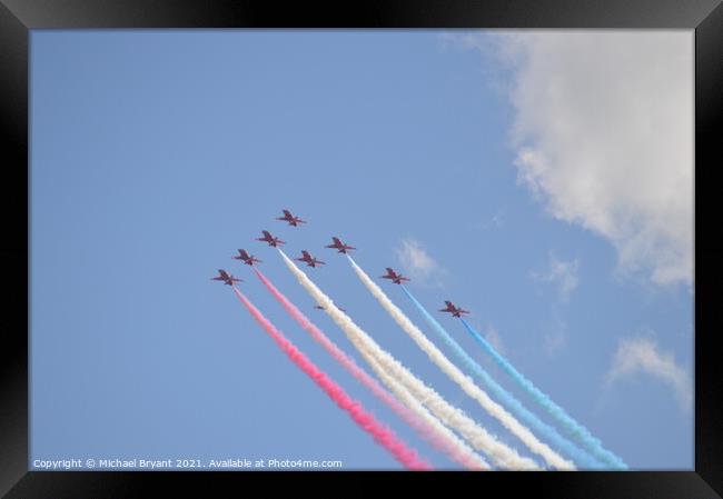 The red arrows at clacton on Sea air show  Framed Print by Michael bryant Tiptopimage