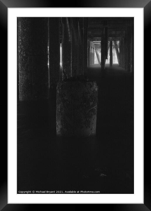 Under clacton pier in black and white Framed Mounted Print by Michael bryant Tiptopimage