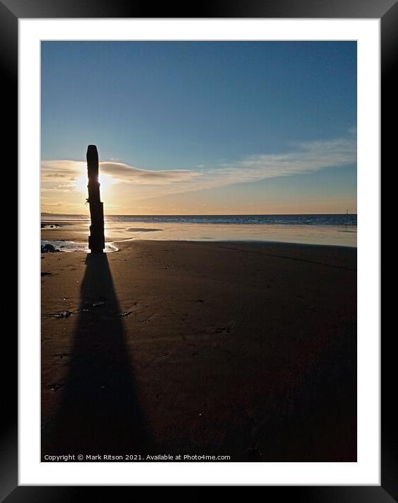 Wooden post shadow Framed Mounted Print by Mark Ritson