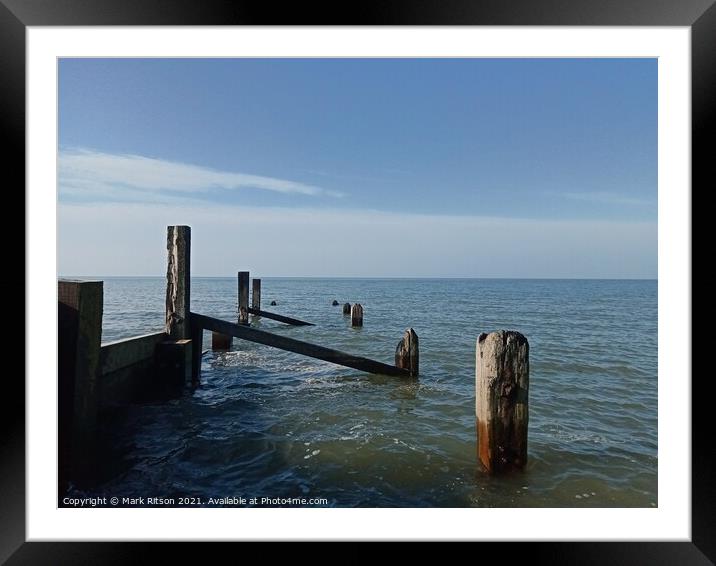 Groyne at high water  Framed Mounted Print by Mark Ritson