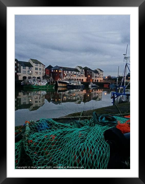 Harbour at dusk  Framed Mounted Print by Mark Ritson