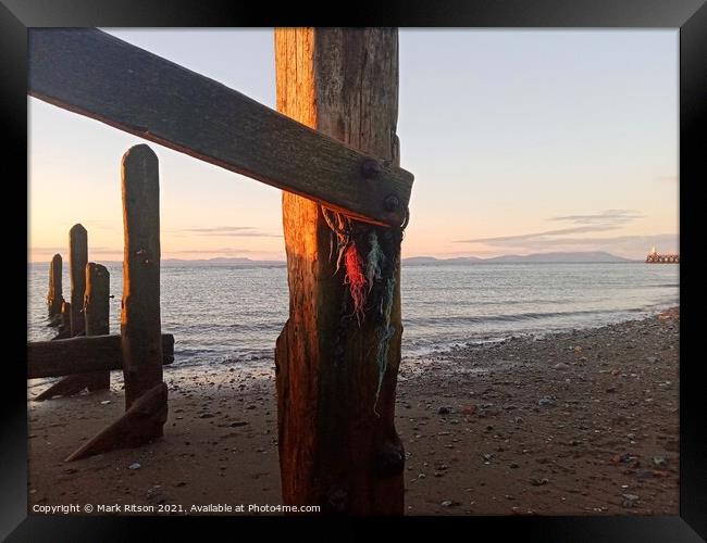 Sun on the groyne post  Framed Print by Mark Ritson