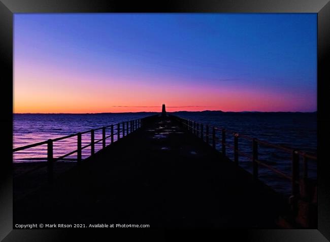 Pier Beacon at Dusk Abstract Framed Print by Mark Ritson