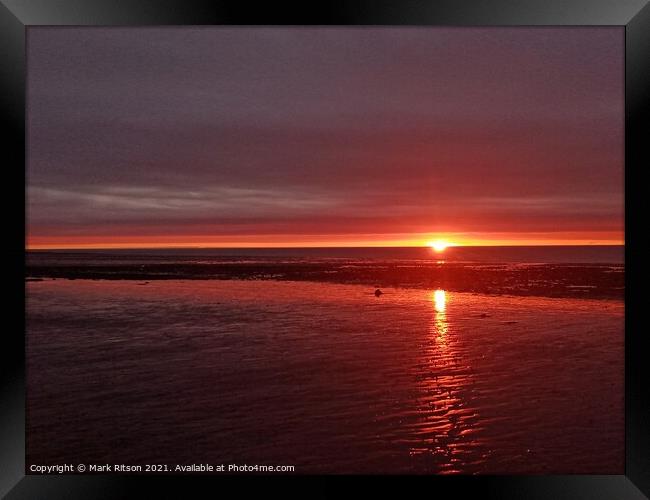 Below the Rain Clouds Abstract Beach Sunset  Framed Print by Mark Ritson