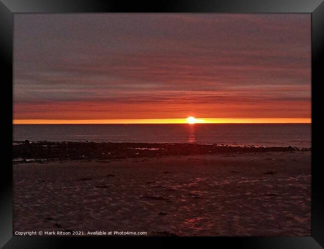 Yellow Horizon Beach Sunset Framed Print by Mark Ritson