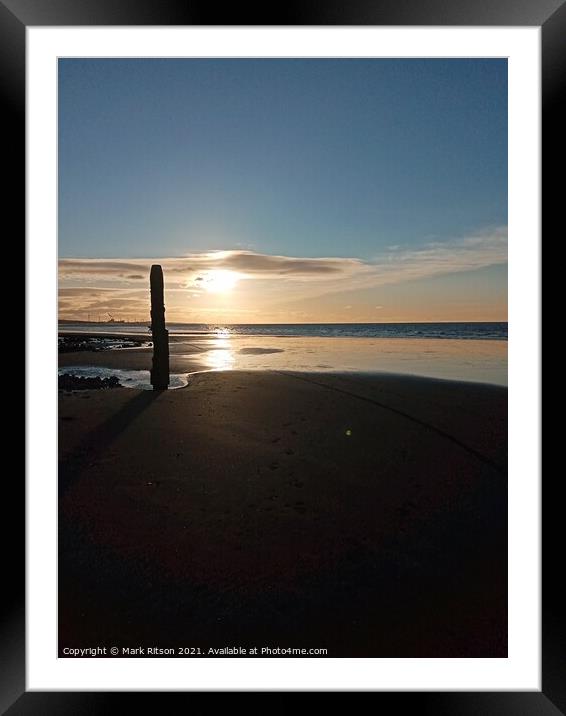 Shadow Cloud over Groyne Post  Framed Mounted Print by Mark Ritson