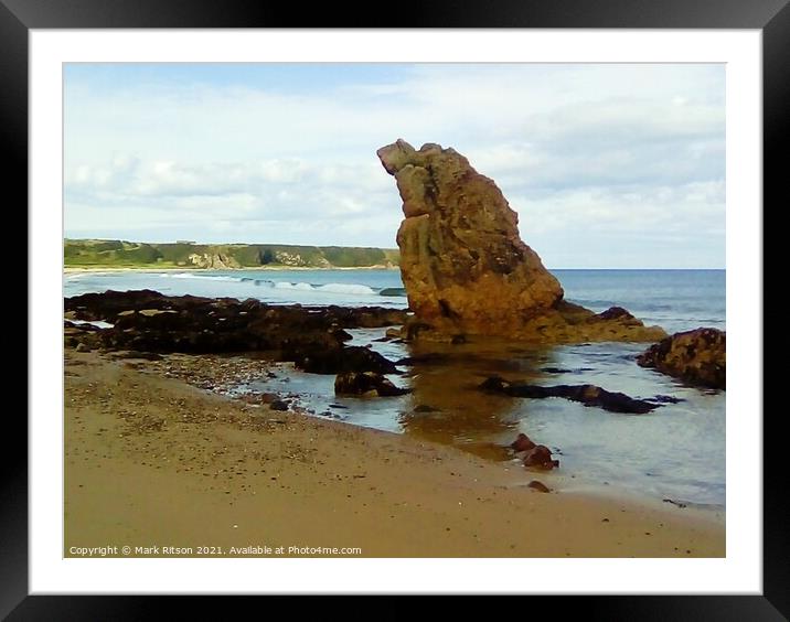 Large Rock on Cullen Beach  Framed Mounted Print by Mark Ritson