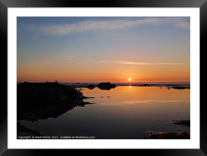 Sunset over a calm sea Framed Mounted Print by Mark Ritson