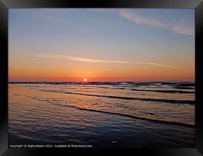 Calm Blue Sunset Sea Framed Print by Mark Ritson