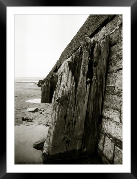Old Wooden Post on The Beach, Burnham-on-Sea Framed Mounted Print by Allan Snow