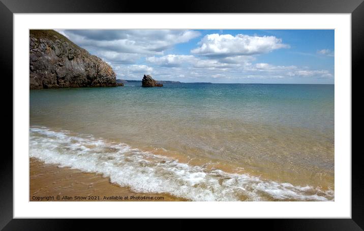 Barafundle Bay Beach - Pembrokeshire Framed Mounted Print by Allan Snow
