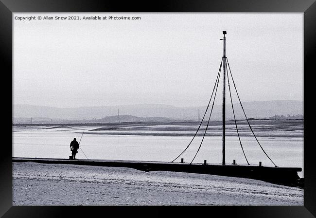 Lone Fisherman On The Beach, Burnham-on Sea, Somer Framed Print by Allan Snow