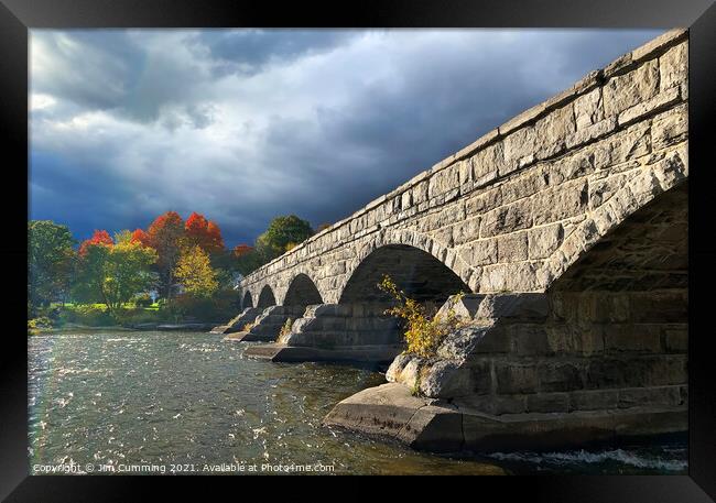 Pakenham 5 Arch Stone Bridge in Autumn Framed Print by Jim Cumming