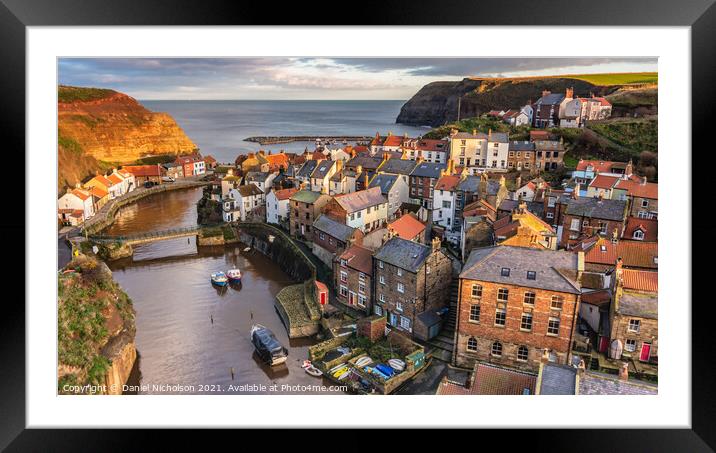 Sunset in Staithes Framed Mounted Print by Daniel Nicholson